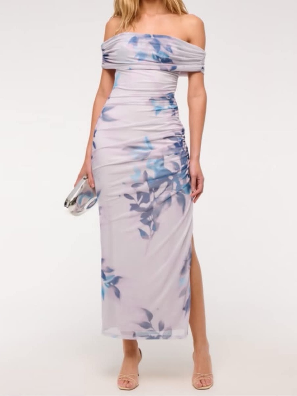 Abercrombie & Fitch Lavender One-Shoulder Floral Midi Dress